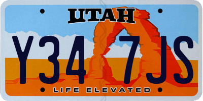 UT license plate Y347JS