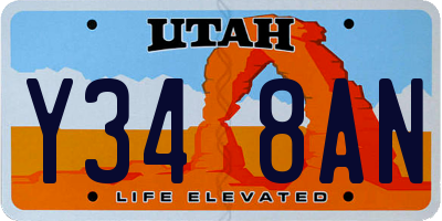 UT license plate Y348AN