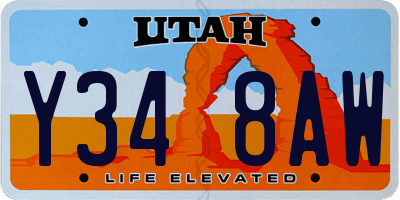 UT license plate Y348AW