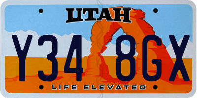 UT license plate Y348GX