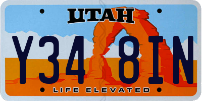UT license plate Y348IN