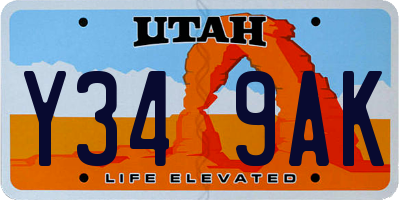 UT license plate Y349AK