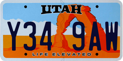 UT license plate Y349AW