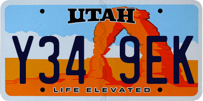 UT license plate Y349EK