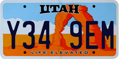 UT license plate Y349EM