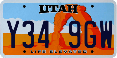 UT license plate Y349GW