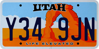 UT license plate Y349JN