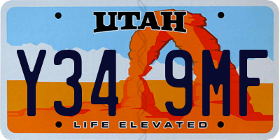 UT license plate Y349MF