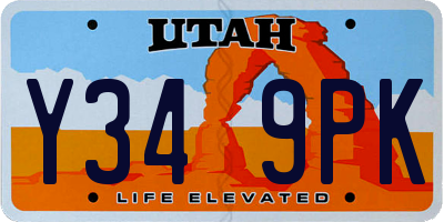 UT license plate Y349PK