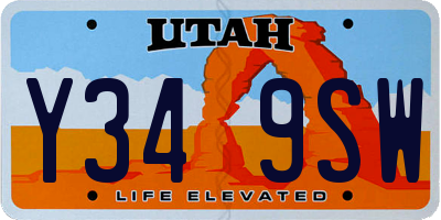 UT license plate Y349SW