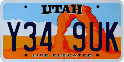 UT license plate Y349UK