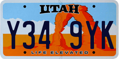 UT license plate Y349YK