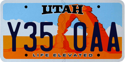 UT license plate Y350AA