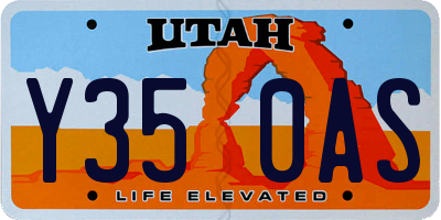 UT license plate Y350AS