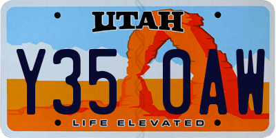 UT license plate Y350AW