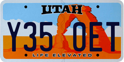 UT license plate Y350ET