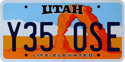 UT license plate Y350SE