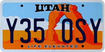 UT license plate Y350SY