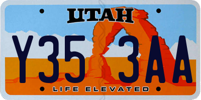 UT license plate Y353AA
