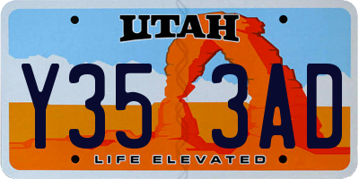 UT license plate Y353AD