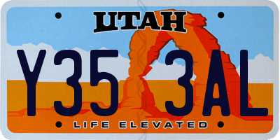 UT license plate Y353AL