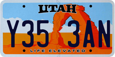 UT license plate Y353AN