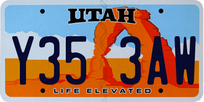 UT license plate Y353AW