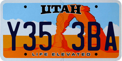 UT license plate Y353BA