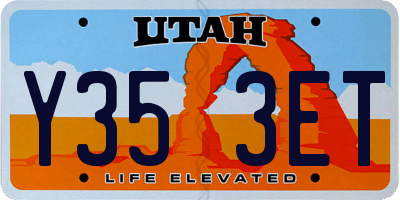 UT license plate Y353ET
