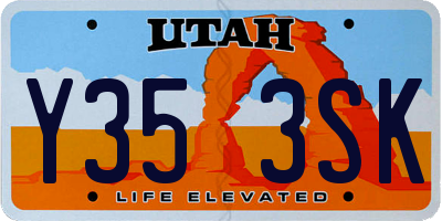 UT license plate Y353SK