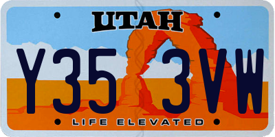 UT license plate Y353VW