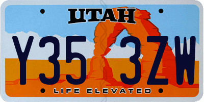 UT license plate Y353ZW