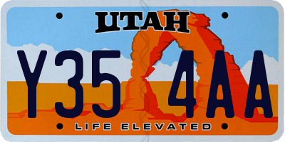 UT license plate Y354AA