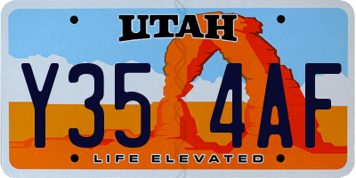 UT license plate Y354AF