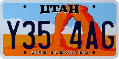 UT license plate Y354AG