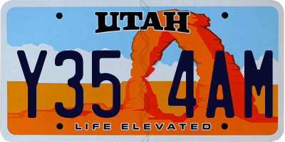 UT license plate Y354AM