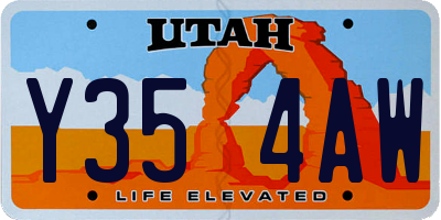 UT license plate Y354AW