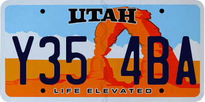 UT license plate Y354BA