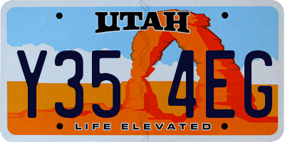 UT license plate Y354EG