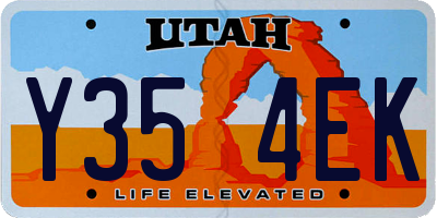 UT license plate Y354EK