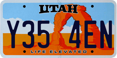 UT license plate Y354EN