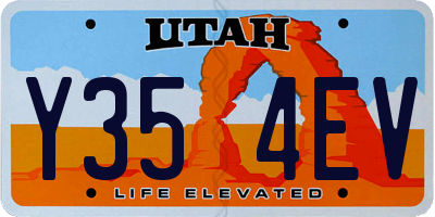 UT license plate Y354EV
