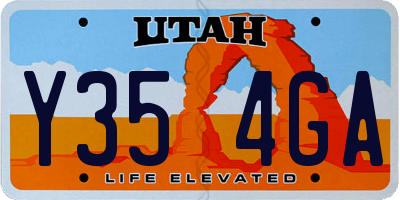 UT license plate Y354GA
