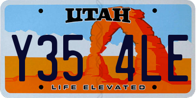 UT license plate Y354LE