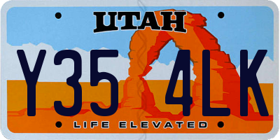 UT license plate Y354LK