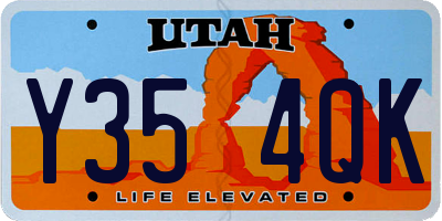 UT license plate Y354QK