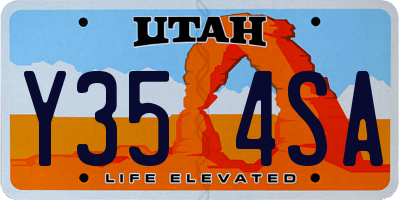 UT license plate Y354SA