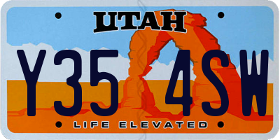 UT license plate Y354SW