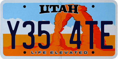 UT license plate Y354TE