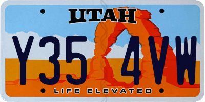 UT license plate Y354VW